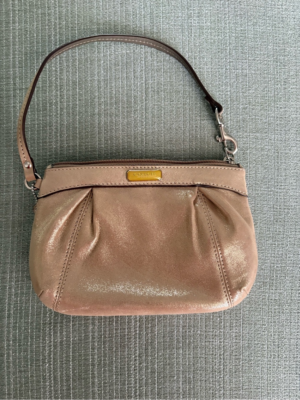 Coach Metallic Blush Pink Leather Wristlet